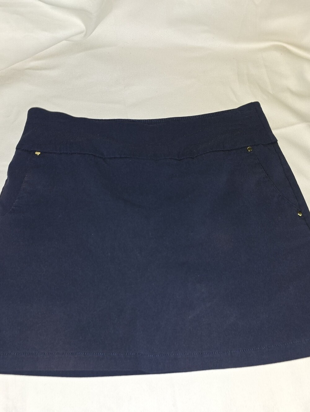 Attyre sz 2 Petite Navy Blue Skort Pockets Elastic Waist Casual Everyday Travel